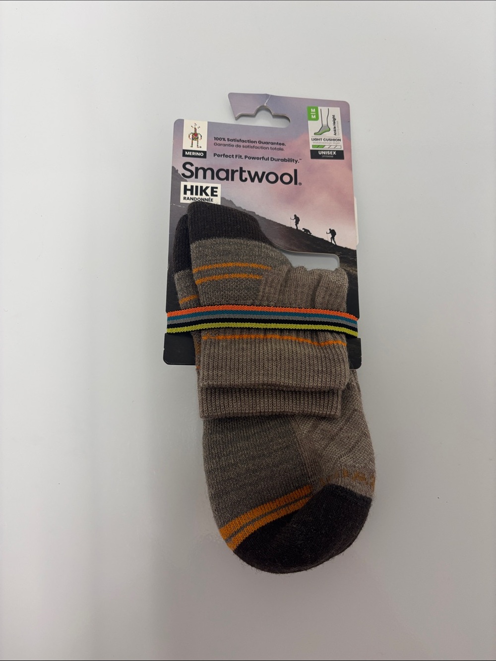Smartwool Men's Hike ankle Socks in Brown with Orange & Black Accents